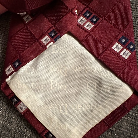 Vintage Christian Dior Checkered Polyester Tie - Picture 4 of 4